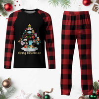 Christmas Nurse Tree Lights Plaid Pajama Set - Wonder Print Shop