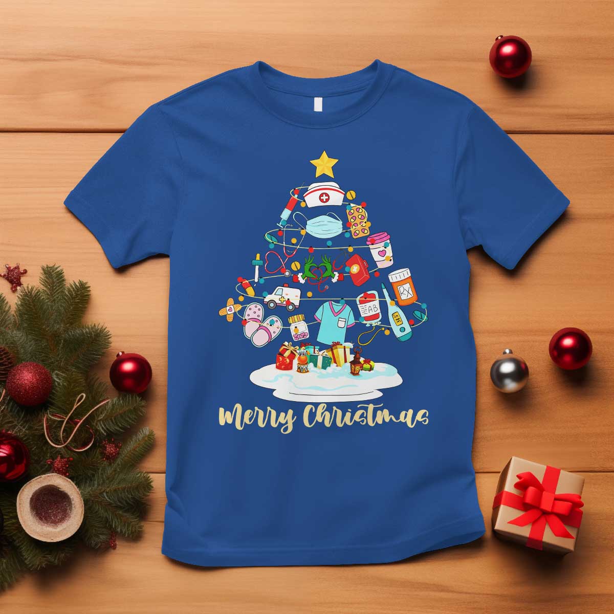 Christmas Nurse Tree Lights T Shirt - Wonder Print Shop