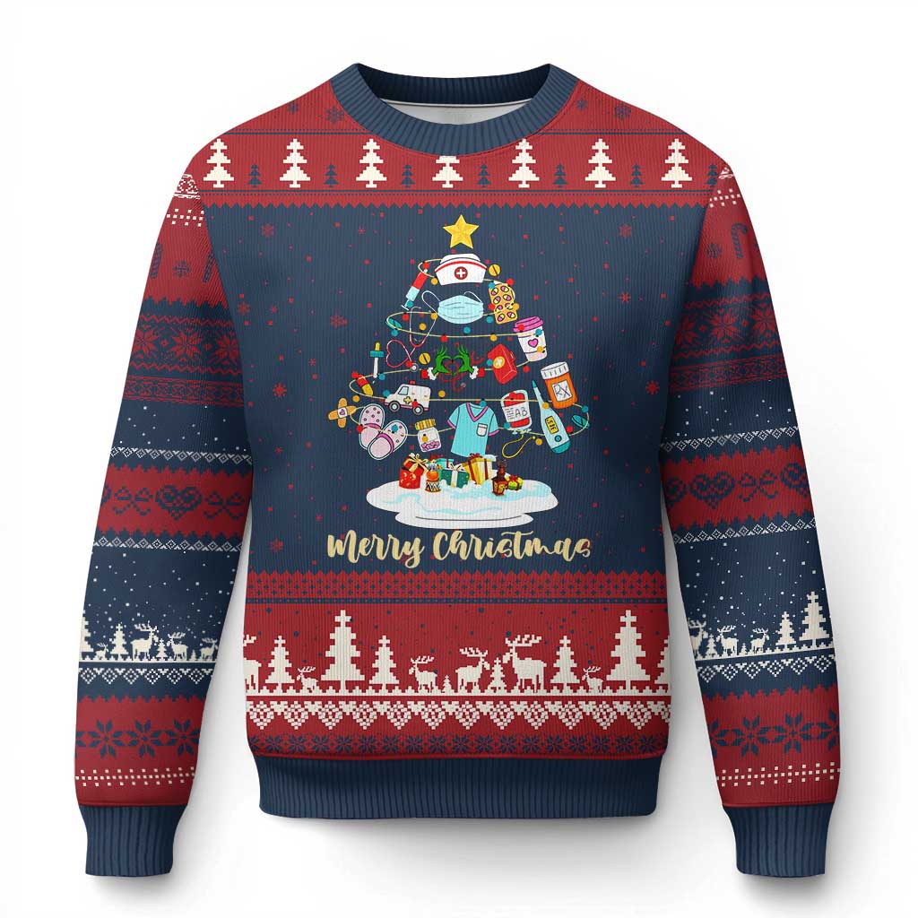 Christmas Nurse Tree Lights Ugly Christmas Sweater - Wonder Print Shop