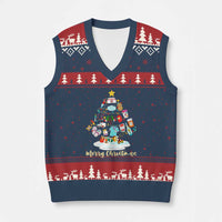 Christmas Nurse Tree Lights V-Neck Knit Sweater Vest - Wonder Print Shop