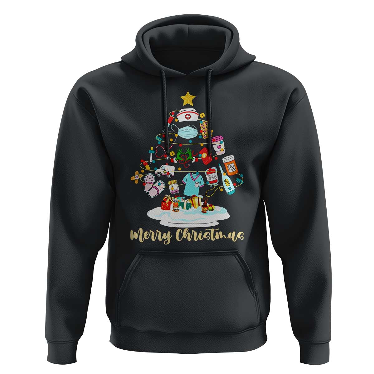 Christmas Nurse Tree Lights Hoodie - Wonder Print Shop