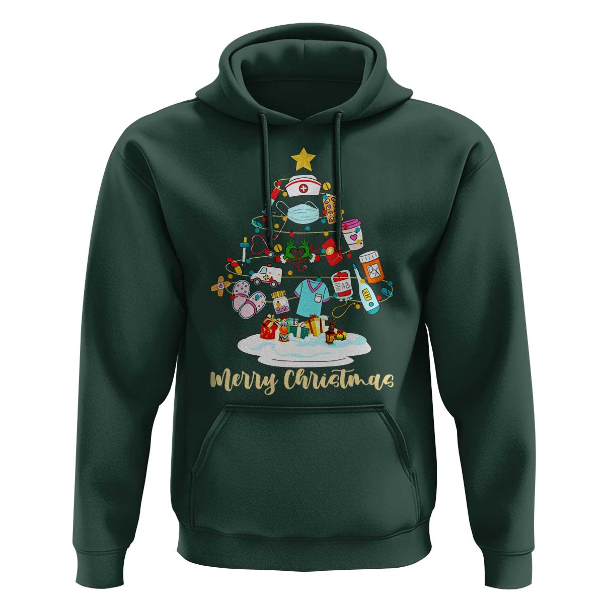 Christmas Nurse Tree Lights Hoodie - Wonder Print Shop