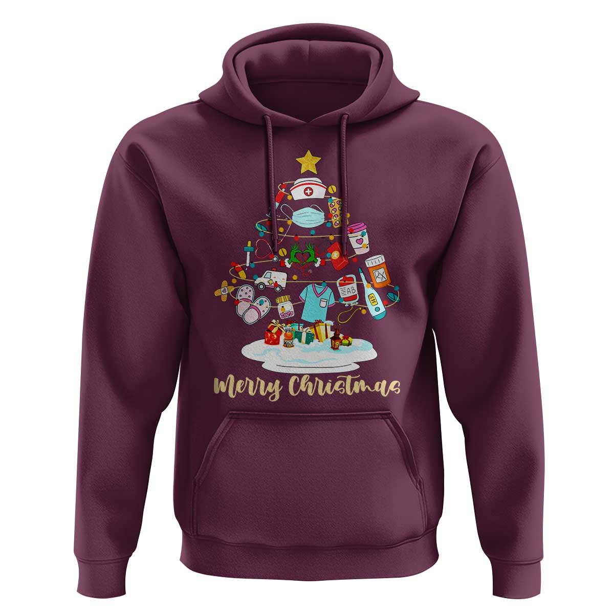 Christmas Nurse Tree Lights Hoodie - Wonder Print Shop