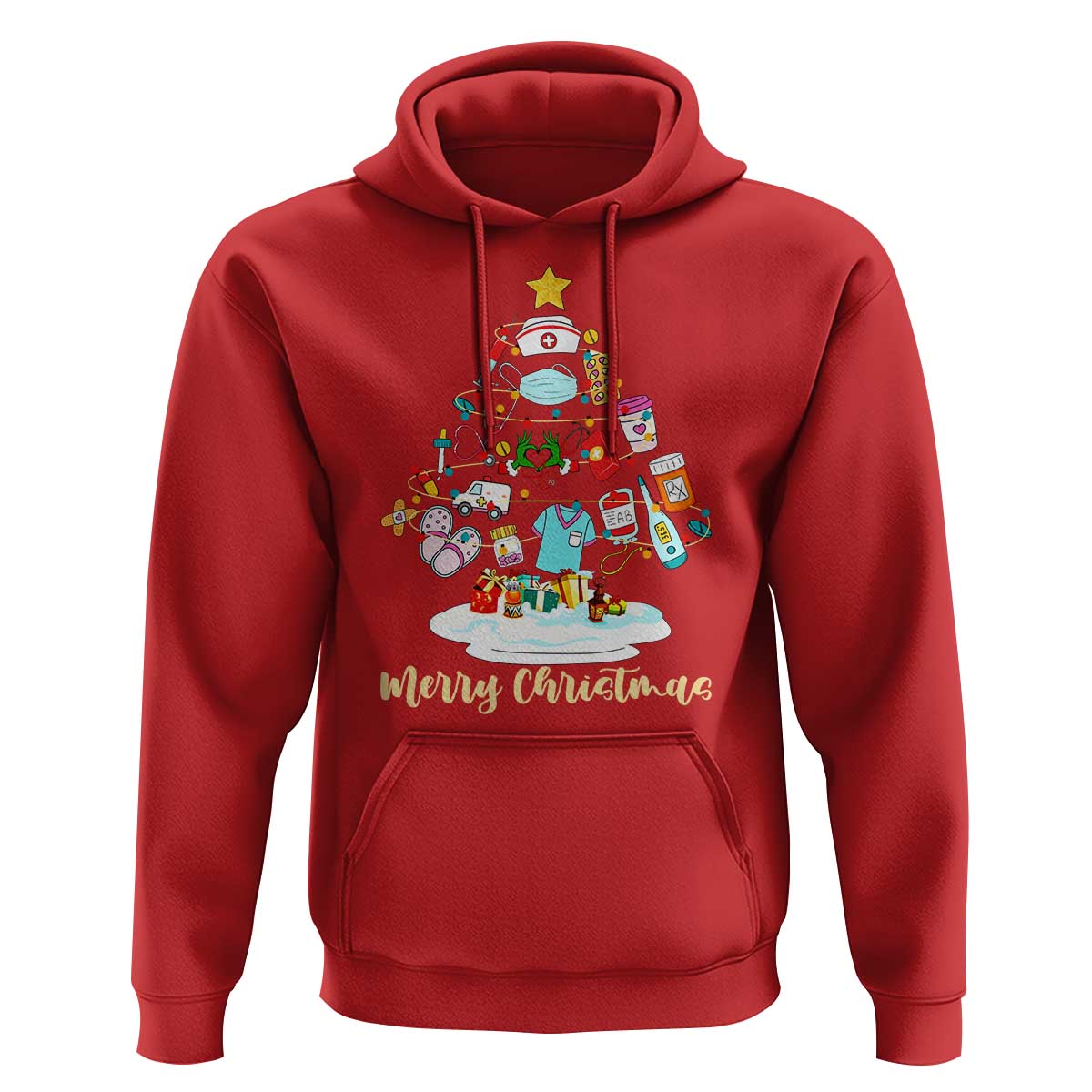 Christmas Nurse Tree Lights Hoodie - Wonder Print Shop
