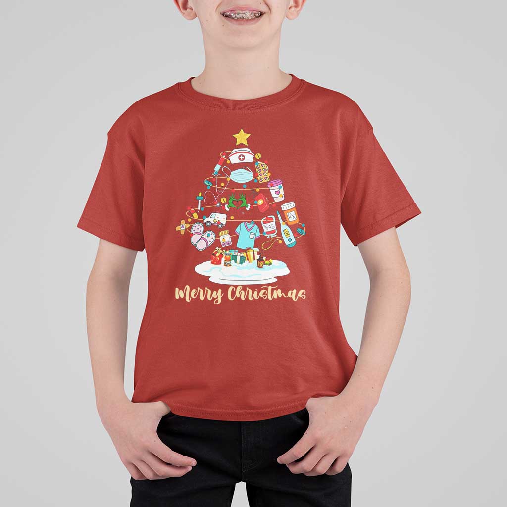 Christmas Nurse Tree Lights T Shirt For Kid - Wonder Print Shop