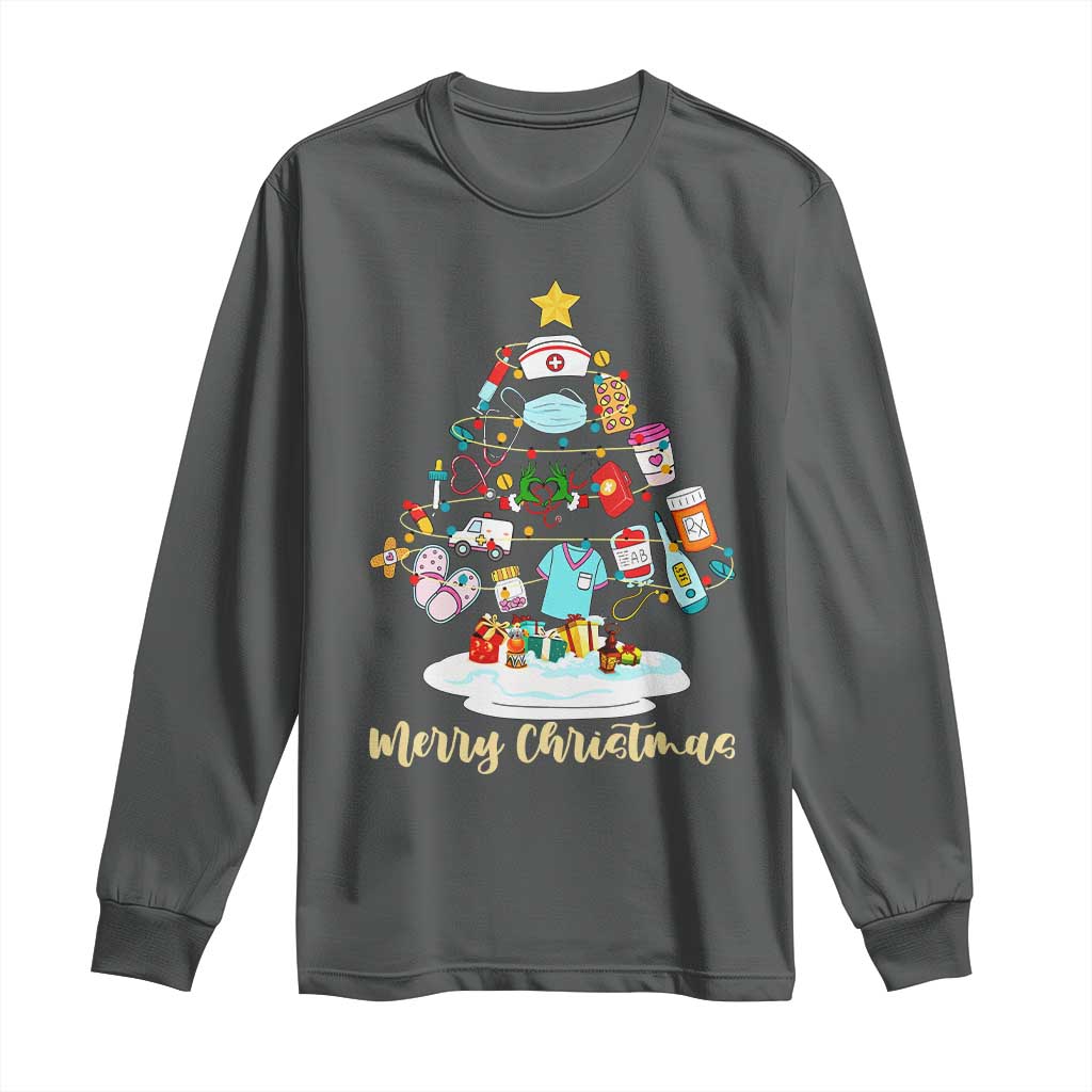 Christmas Nurse Tree Lights Long Sleeve Shirt - Wonder Print Shop