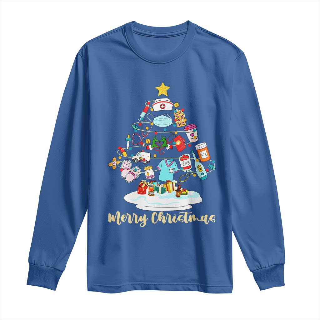 Christmas Nurse Tree Lights Long Sleeve Shirt - Wonder Print Shop