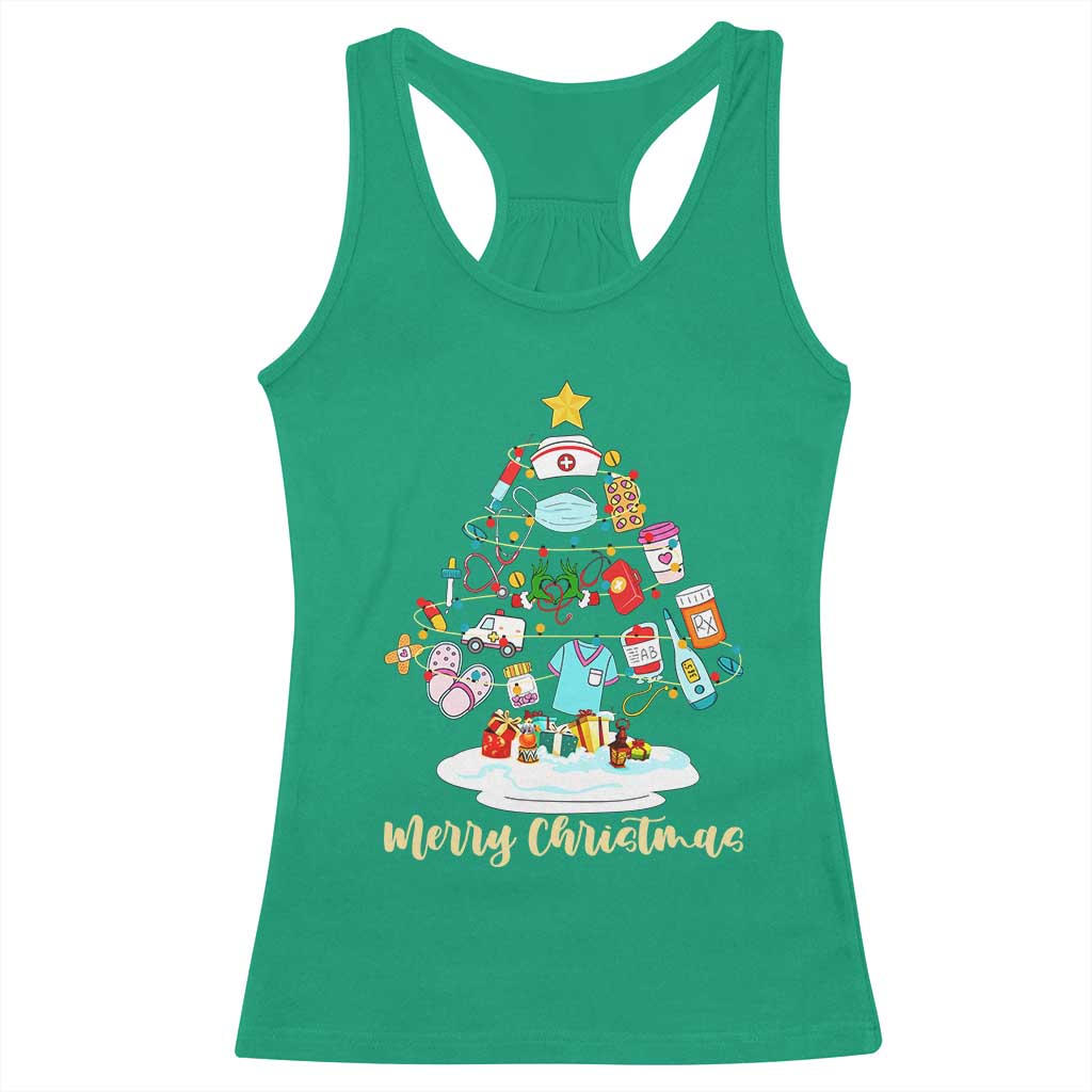 Christmas Nurse Tree Lights Racerback Tank Top - Wonder Print Shop