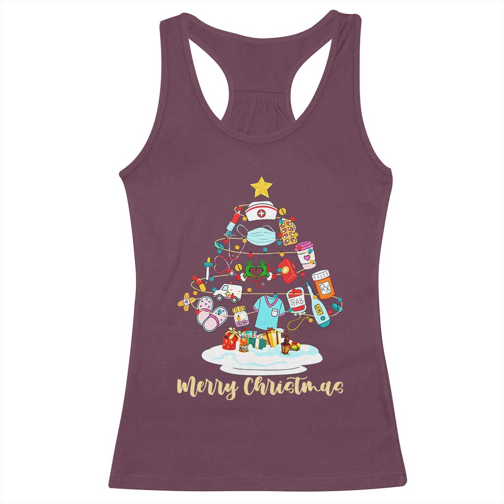 Christmas Nurse Tree Lights Racerback Tank Top - Wonder Print Shop