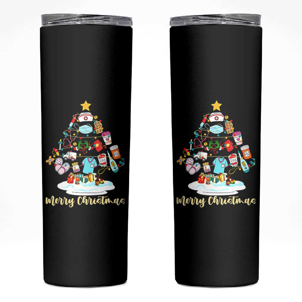 Christmas Nurse Tree Lights Skinny Tumbler - Wonder Print Shop