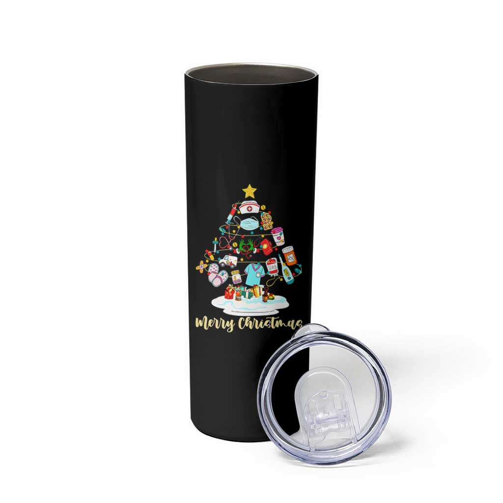 Christmas Nurse Tree Lights Skinny Tumbler - Wonder Print Shop