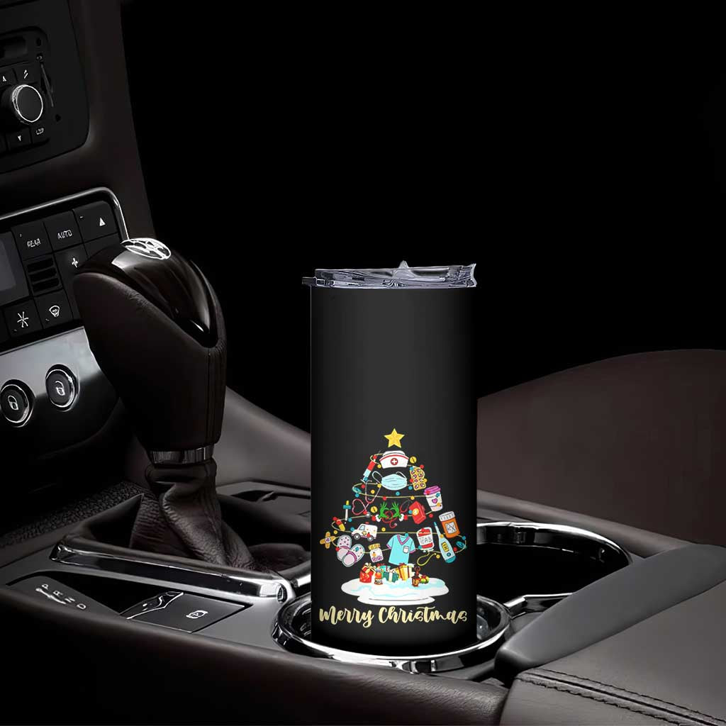Christmas Nurse Tree Lights Skinny Tumbler - Wonder Print Shop