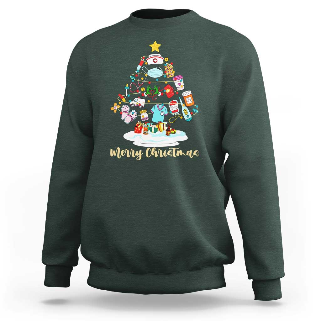 Christmas Nurse Tree Lights Sweatshirt - Wonder Print Shop