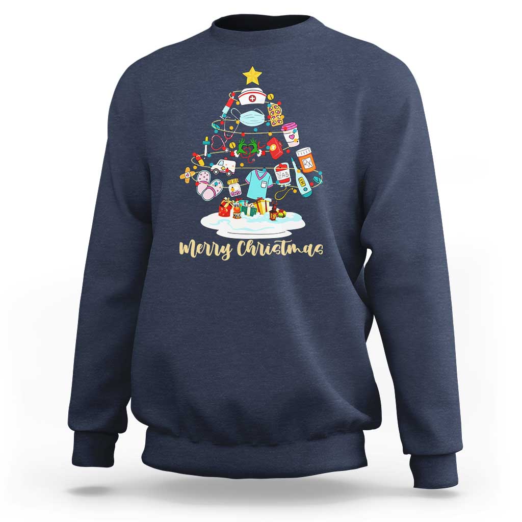 Christmas Nurse Tree Lights Sweatshirt - Wonder Print Shop