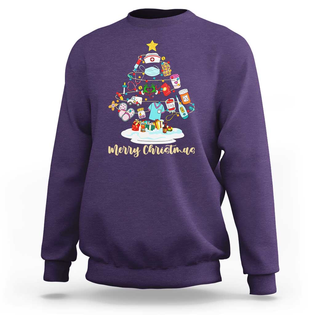 Christmas Nurse Tree Lights Sweatshirt - Wonder Print Shop