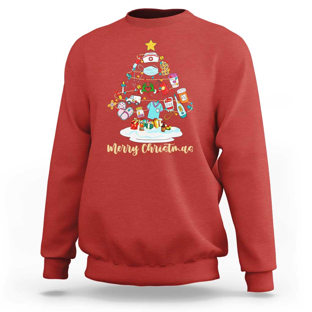 Christmas Nurse Tree Lights Sweatshirt - Wonder Print Shop