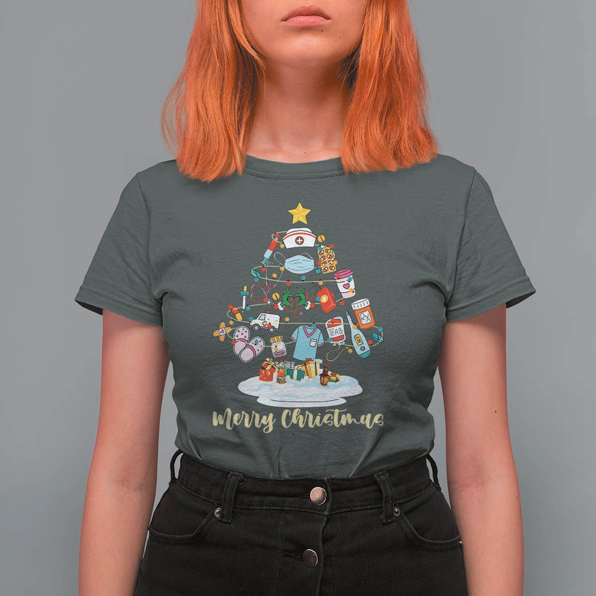 Christmas Nurse Tree Lights T Shirt For Women - Wonder Print Shop