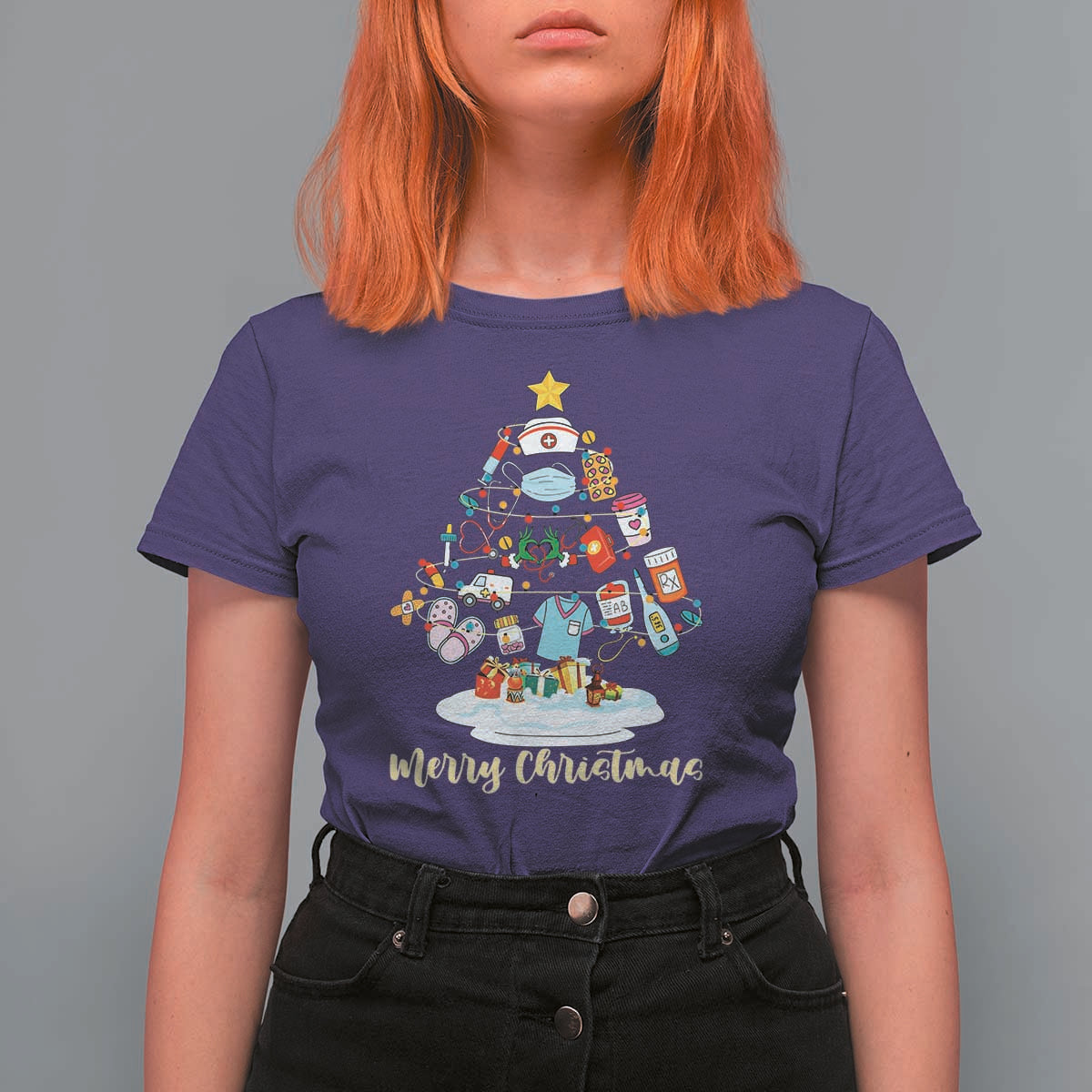 Christmas Nurse Tree Lights T Shirt For Women - Wonder Print Shop