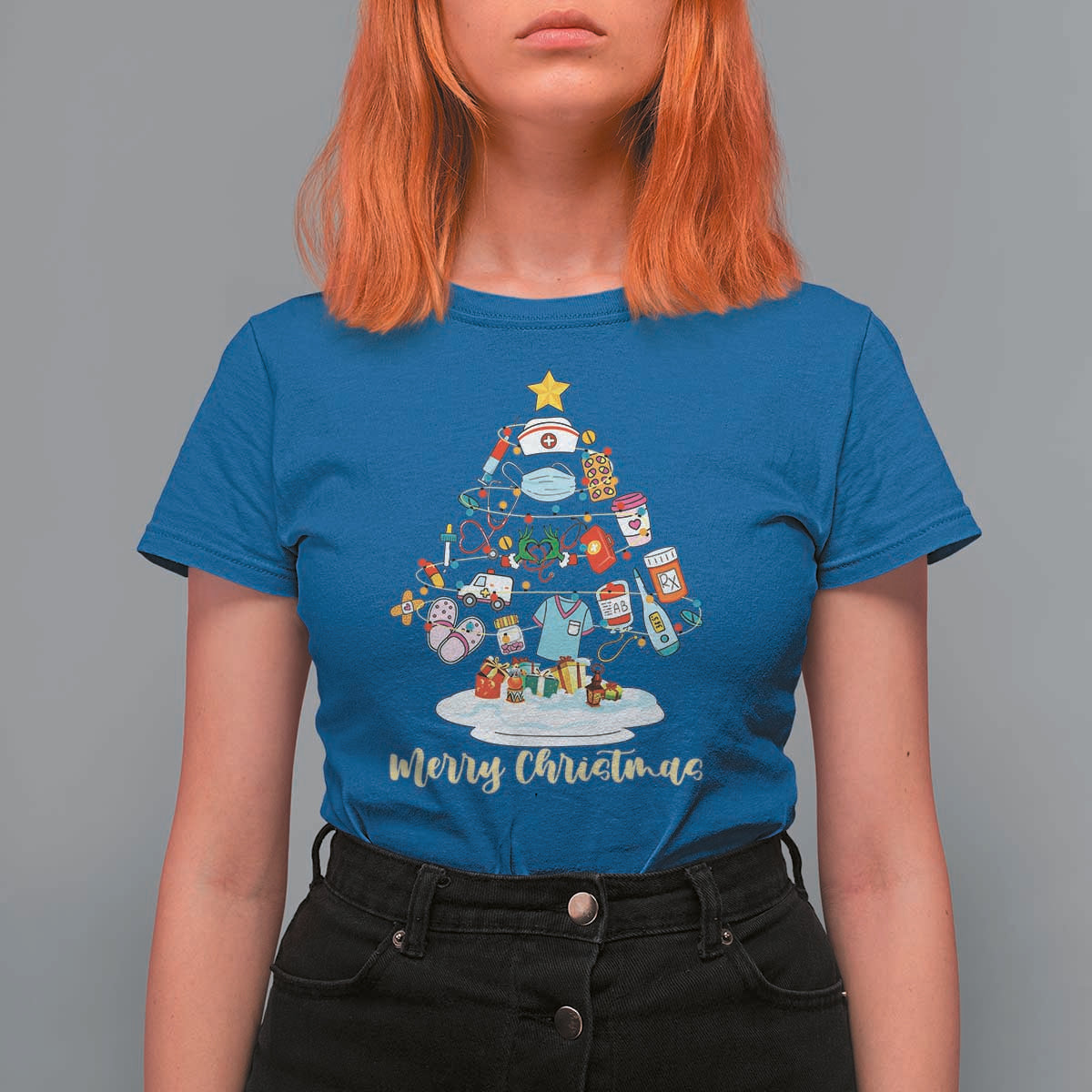 Christmas Nurse Tree Lights T Shirt For Women - Wonder Print Shop