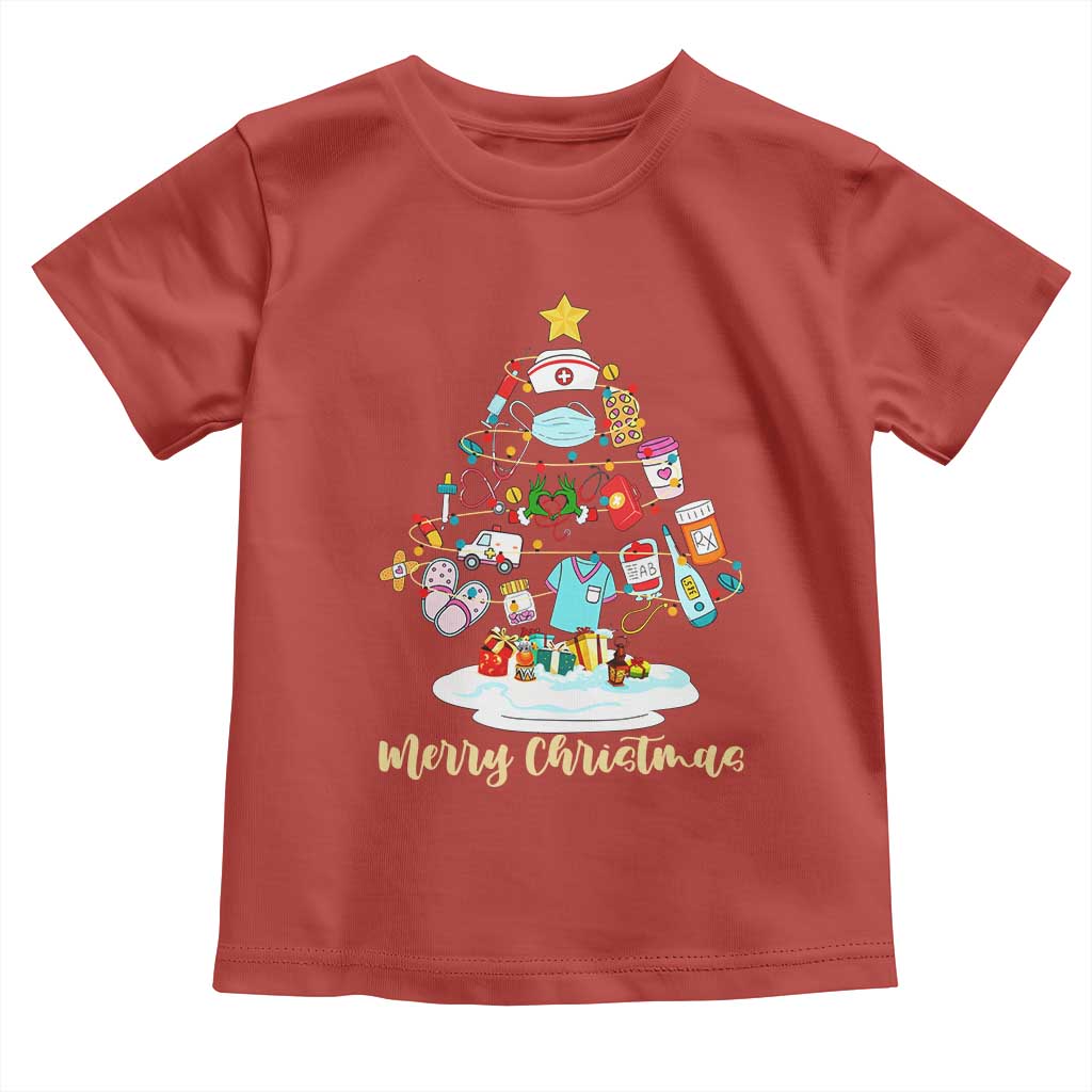 Christmas Nurse Tree Lights Toddler T Shirt - Wonder Print Shop