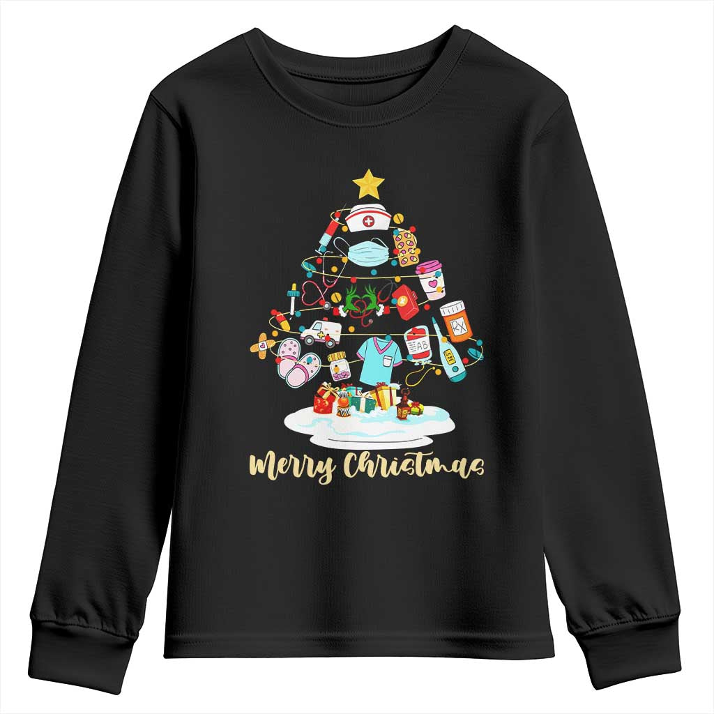 Christmas Nurse Tree Lights Youth Sweatshirt - Wonder Print Shop