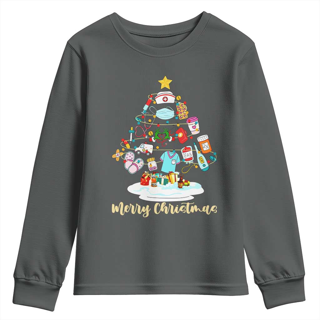 Christmas Nurse Tree Lights Youth Sweatshirt - Wonder Print Shop