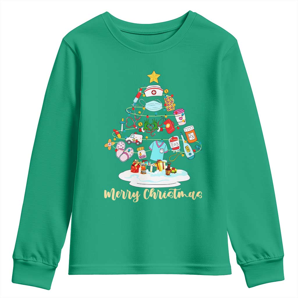 Christmas Nurse Tree Lights Youth Sweatshirt - Wonder Print Shop