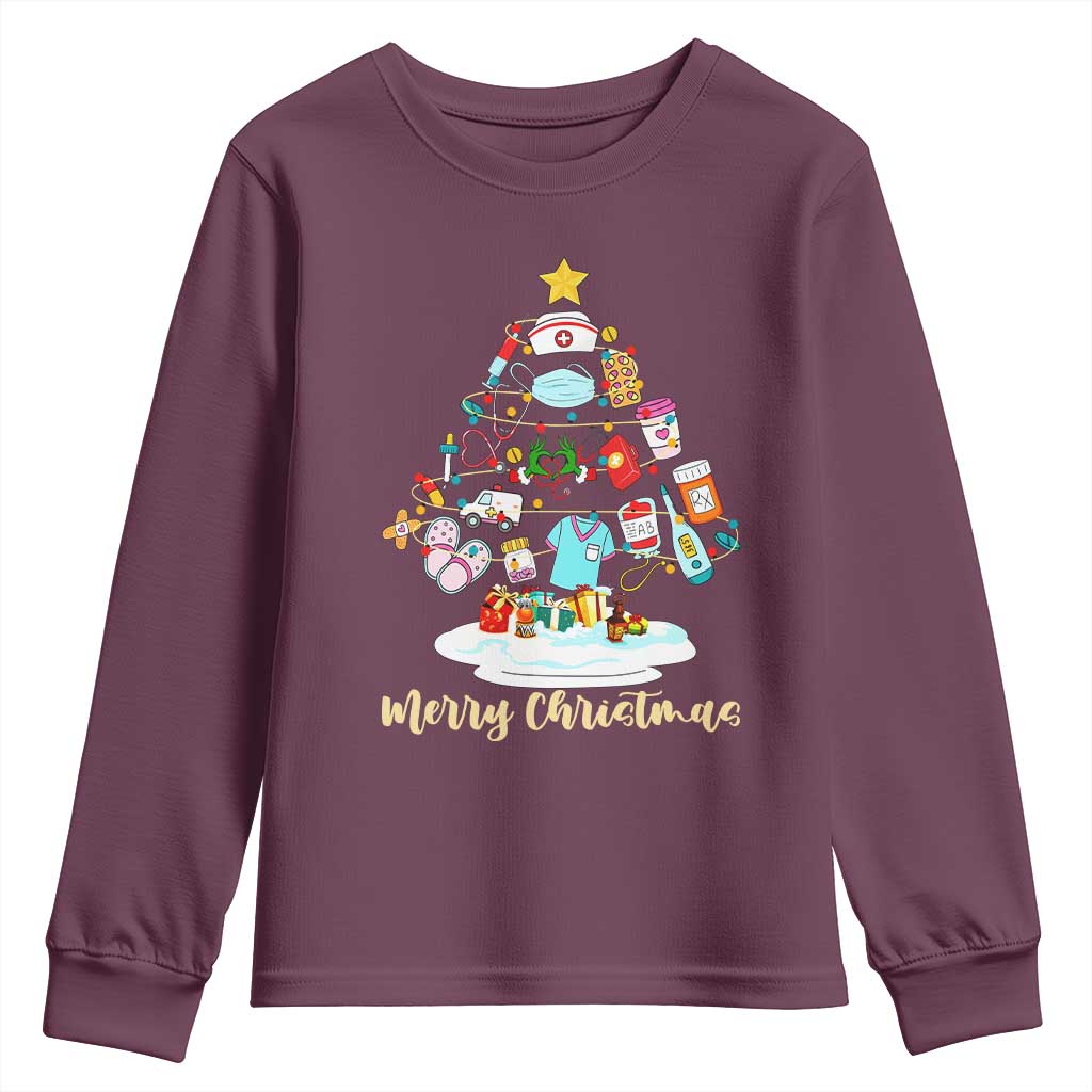 Christmas Nurse Tree Lights Youth Sweatshirt - Wonder Print Shop