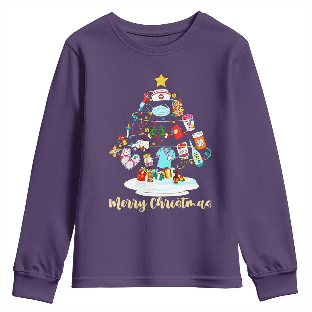 Christmas Nurse Tree Lights Youth Sweatshirt - Wonder Print Shop
