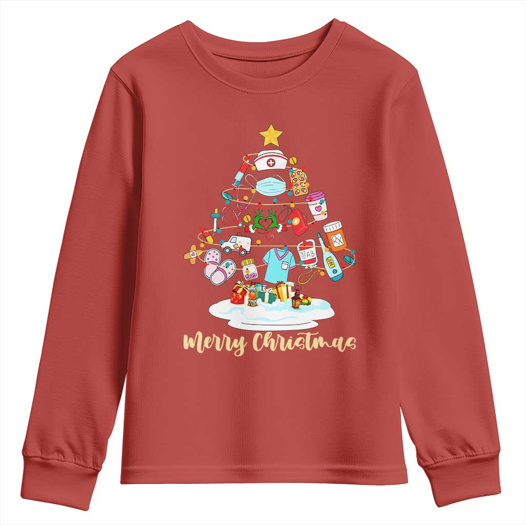 Christmas Nurse Tree Lights Youth Sweatshirt - Wonder Print Shop