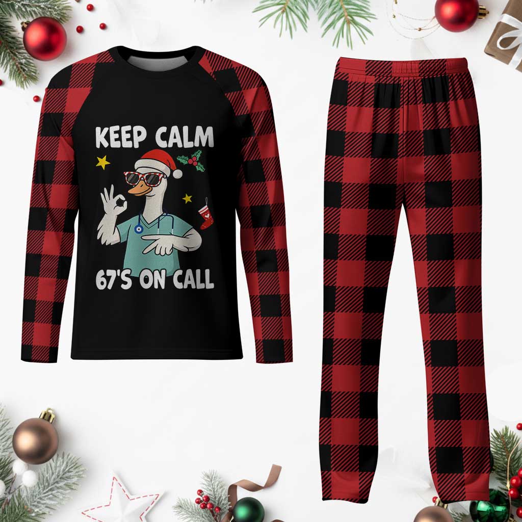 67 Six Seven Goose Nurse Christmas Meme Plaid Pajama Set - Wonder Print Shop