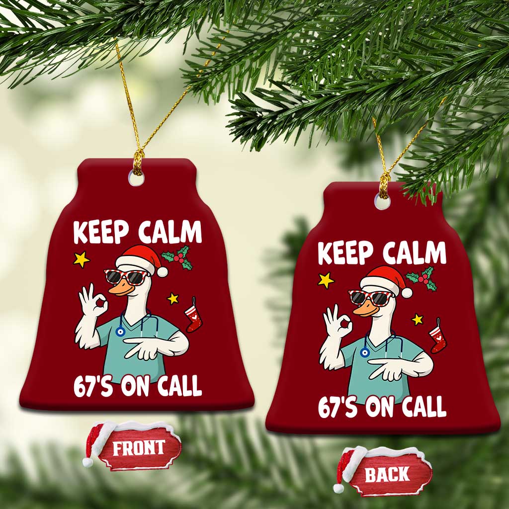 67 Six Seven Goose Nurse Christmas Meme Ceramic Ornament - Wonder Print Shop