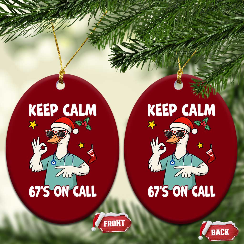 67 Six Seven Goose Nurse Christmas Meme Ceramic Ornament - Wonder Print Shop