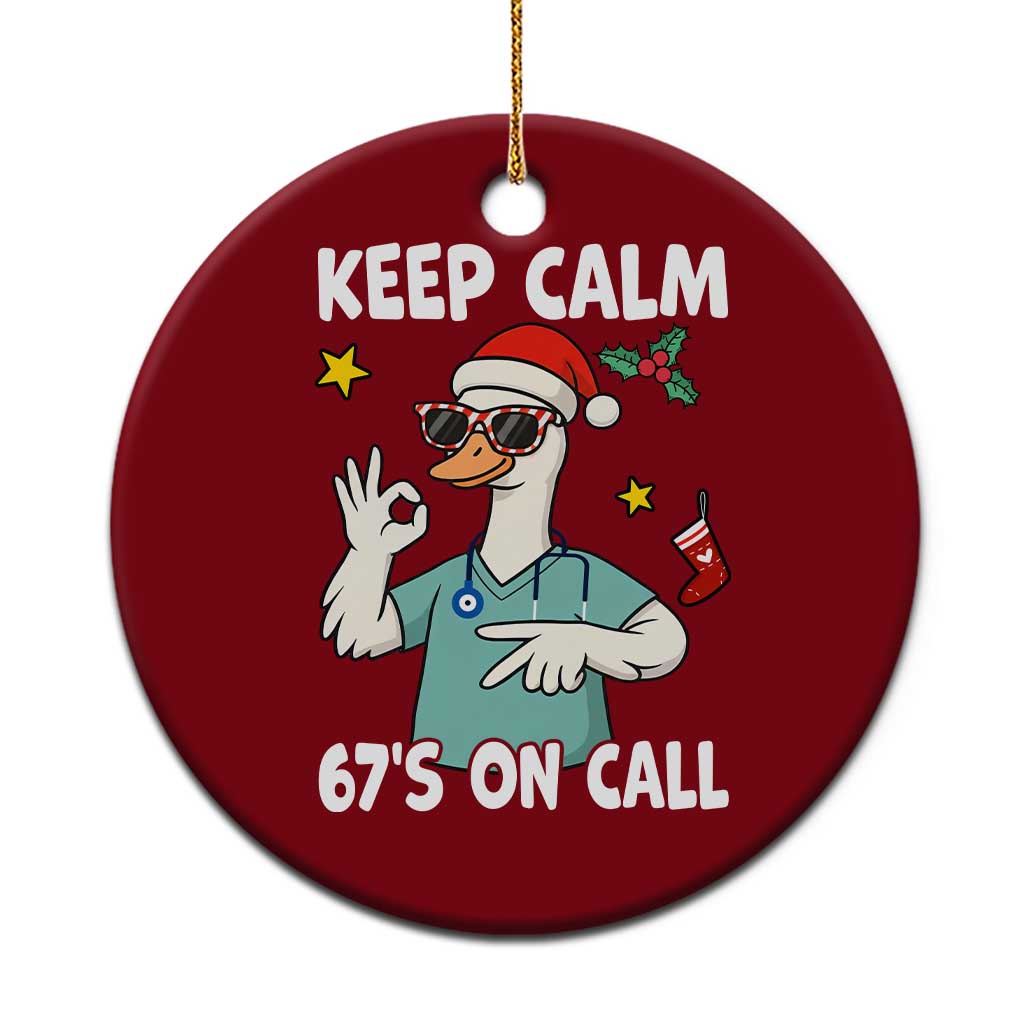 67 Six Seven Goose Nurse Christmas Meme Ceramic Ornament - Wonder Print Shop
