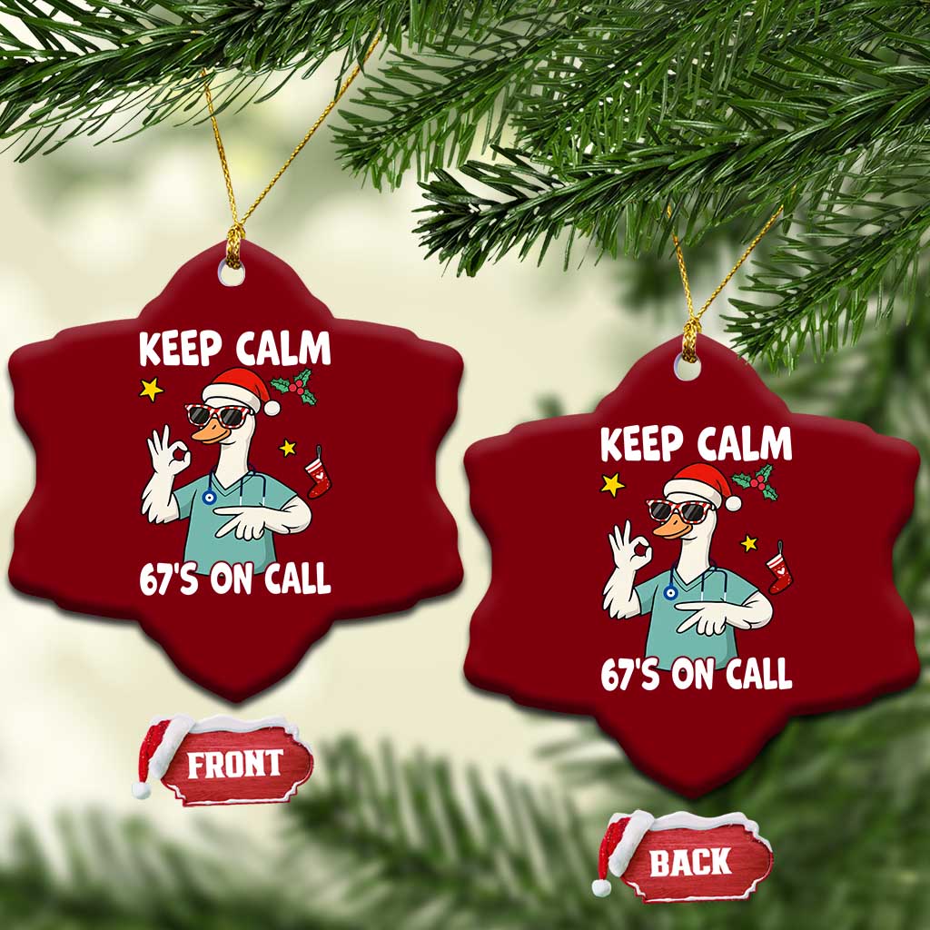 67 Six Seven Goose Nurse Christmas Meme Ceramic Ornament - Wonder Print Shop