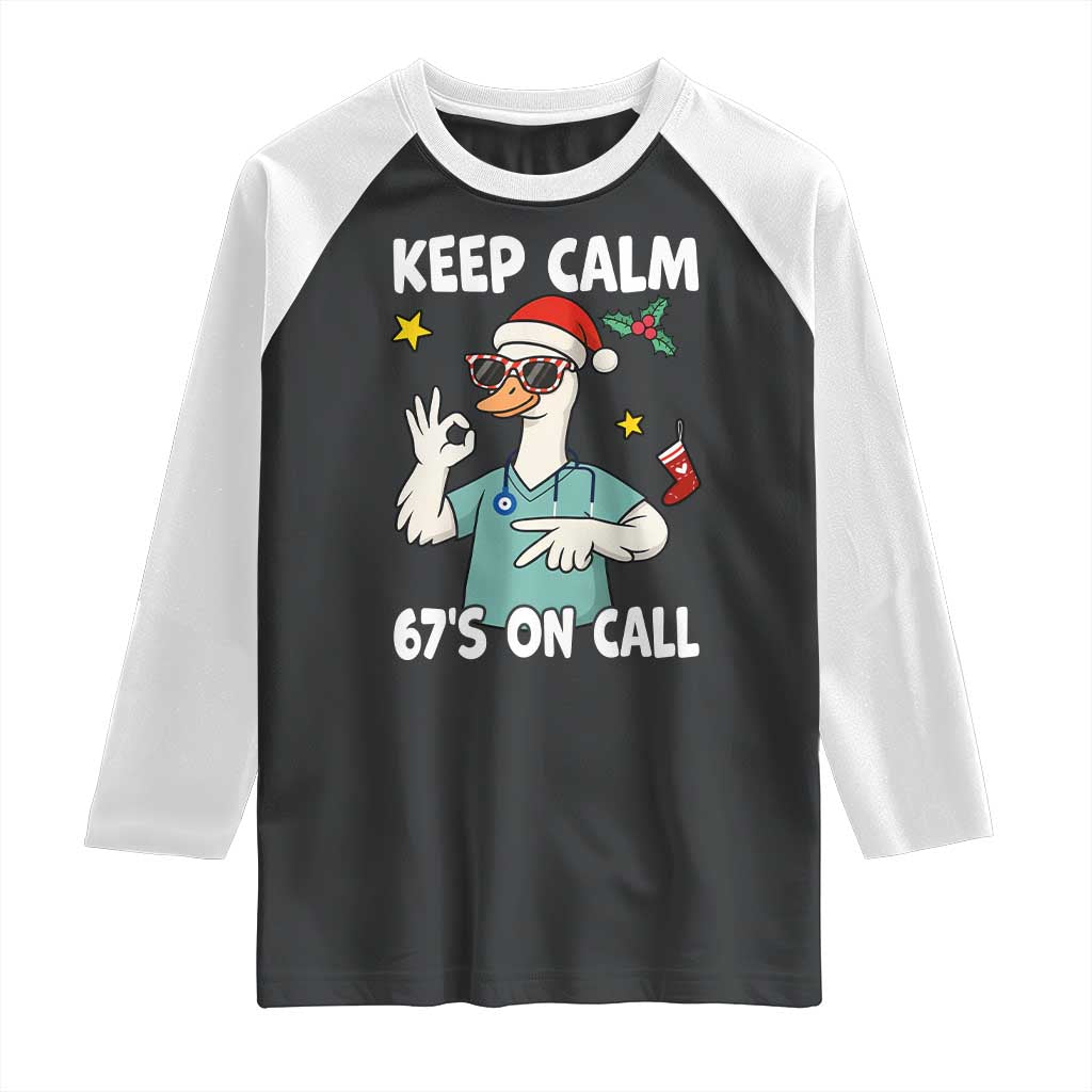 67 Six Seven Goose Nurse Christmas Meme Raglan Shirt - Wonder Print Shop