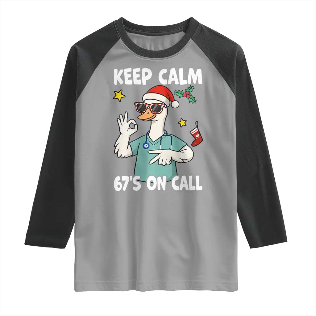 67 Six Seven Goose Nurse Christmas Meme Raglan Shirt - Wonder Print Shop