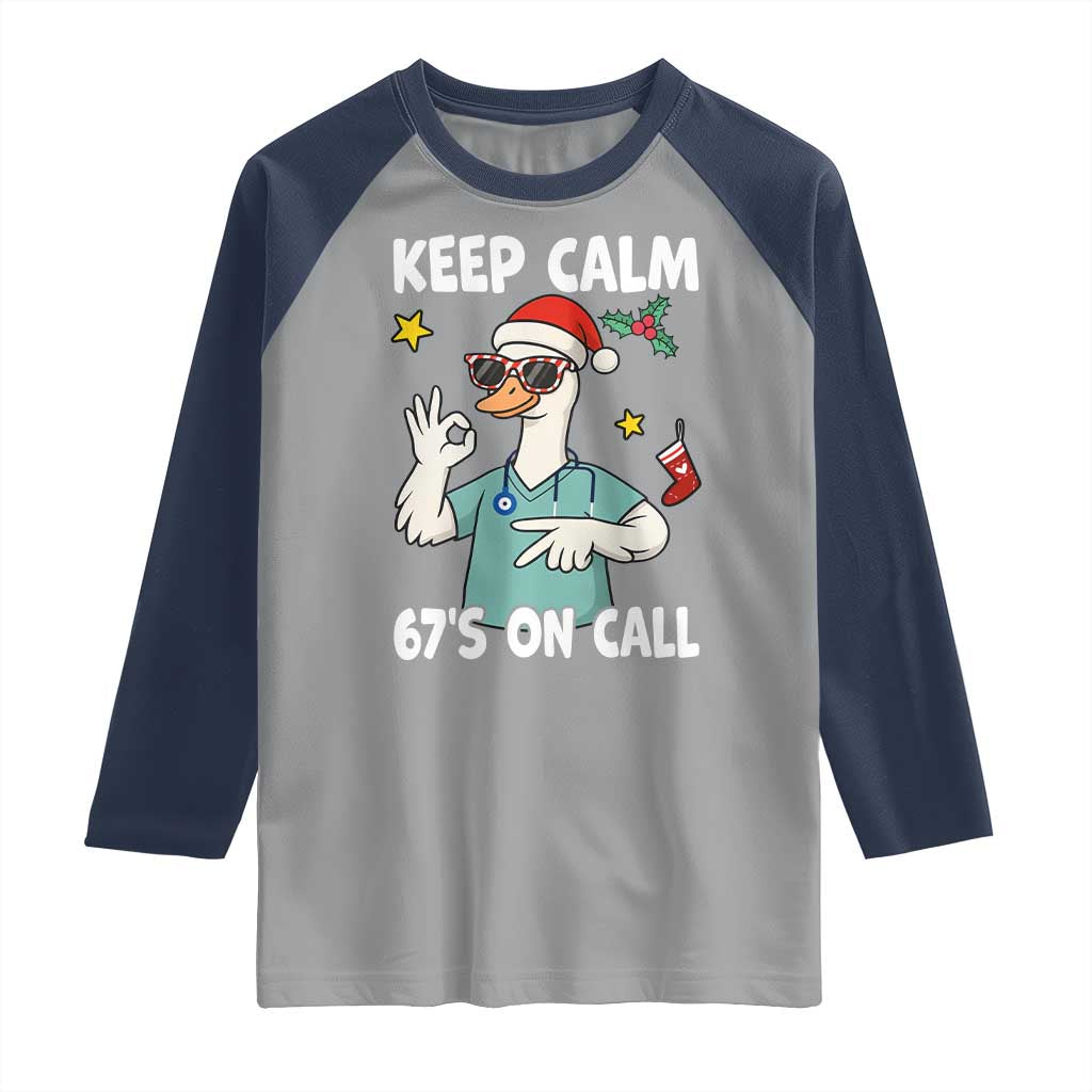 67 Six Seven Goose Nurse Christmas Meme Raglan Shirt - Wonder Print Shop