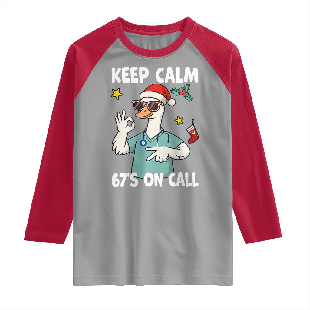 67 Six Seven Goose Nurse Christmas Meme Raglan Shirt - Wonder Print Shop