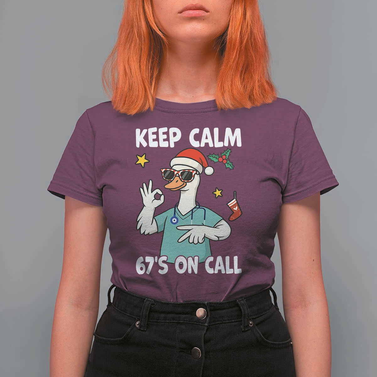 67 Six Seven Goose Nurse Christmas Meme T Shirt For Women - Wonder Print Shop