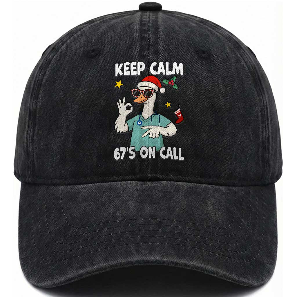 67 Six Seven Goose Nurse Christmas Meme Washed Cotton Baseball Cap