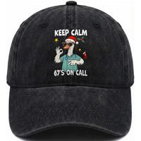 67 Six Seven Goose Nurse Christmas Meme Washed Cotton Baseball Cap