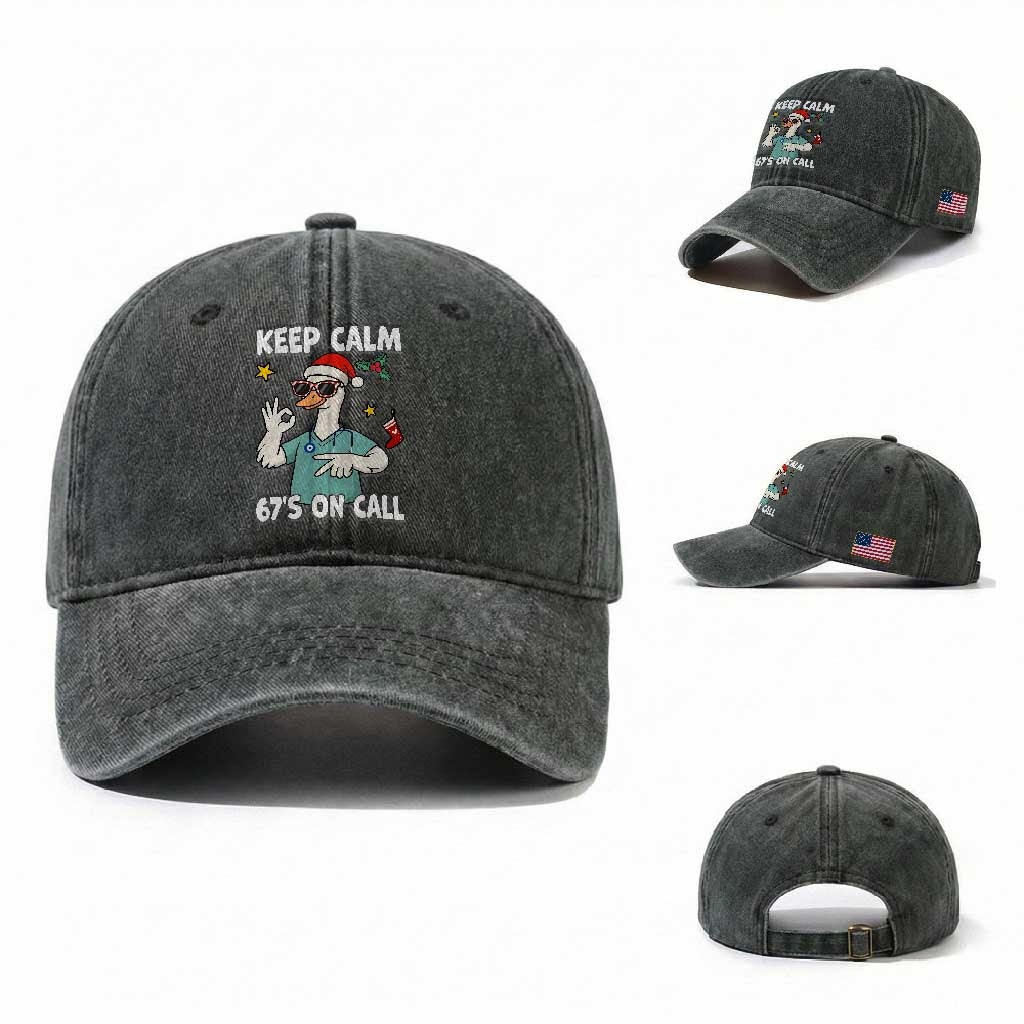67 Six Seven Goose Nurse Christmas Meme Washed Cotton Baseball Cap