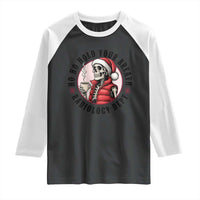 Funny Skeleton Christmas Raglan Shirt Ho Ho Hold Your Breath Radiolocy Dept - Wonder Print Shop