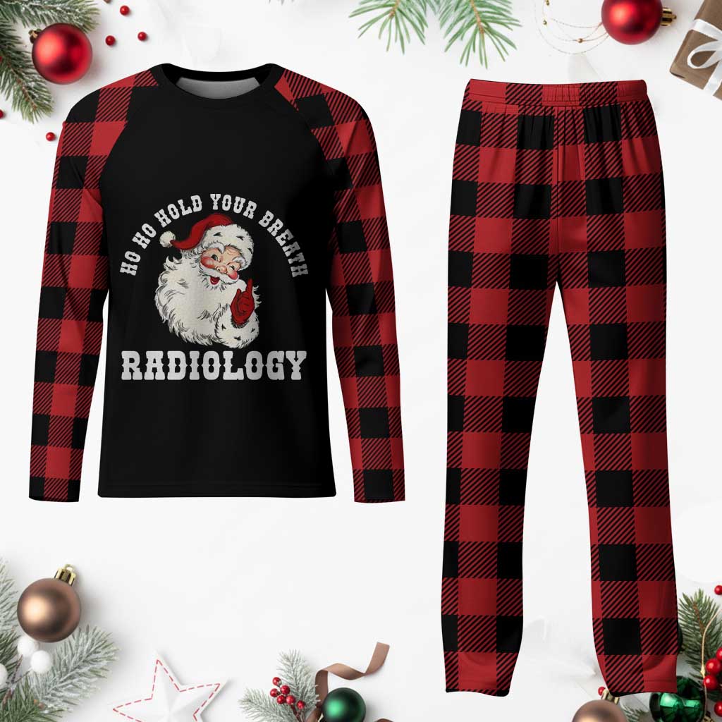 Funny Santa Christmas Plaid Pajama Set Ho Ho Hold Your Breath Radiolocy Dept - Wonder Print Shop