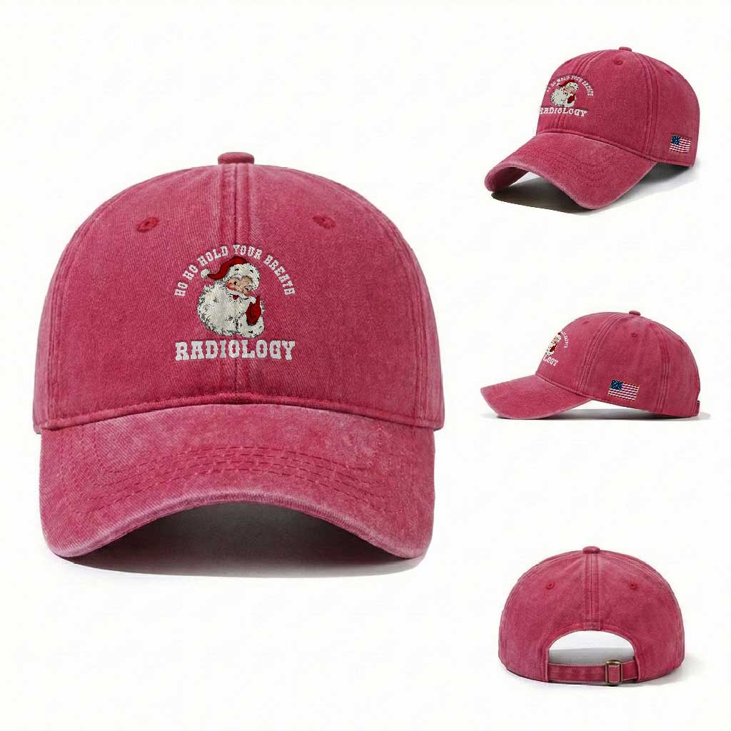 Funny Santa Christmas Washed Cotton Baseball Cap Ho Ho Hold Your Breath Radiolocy Dept