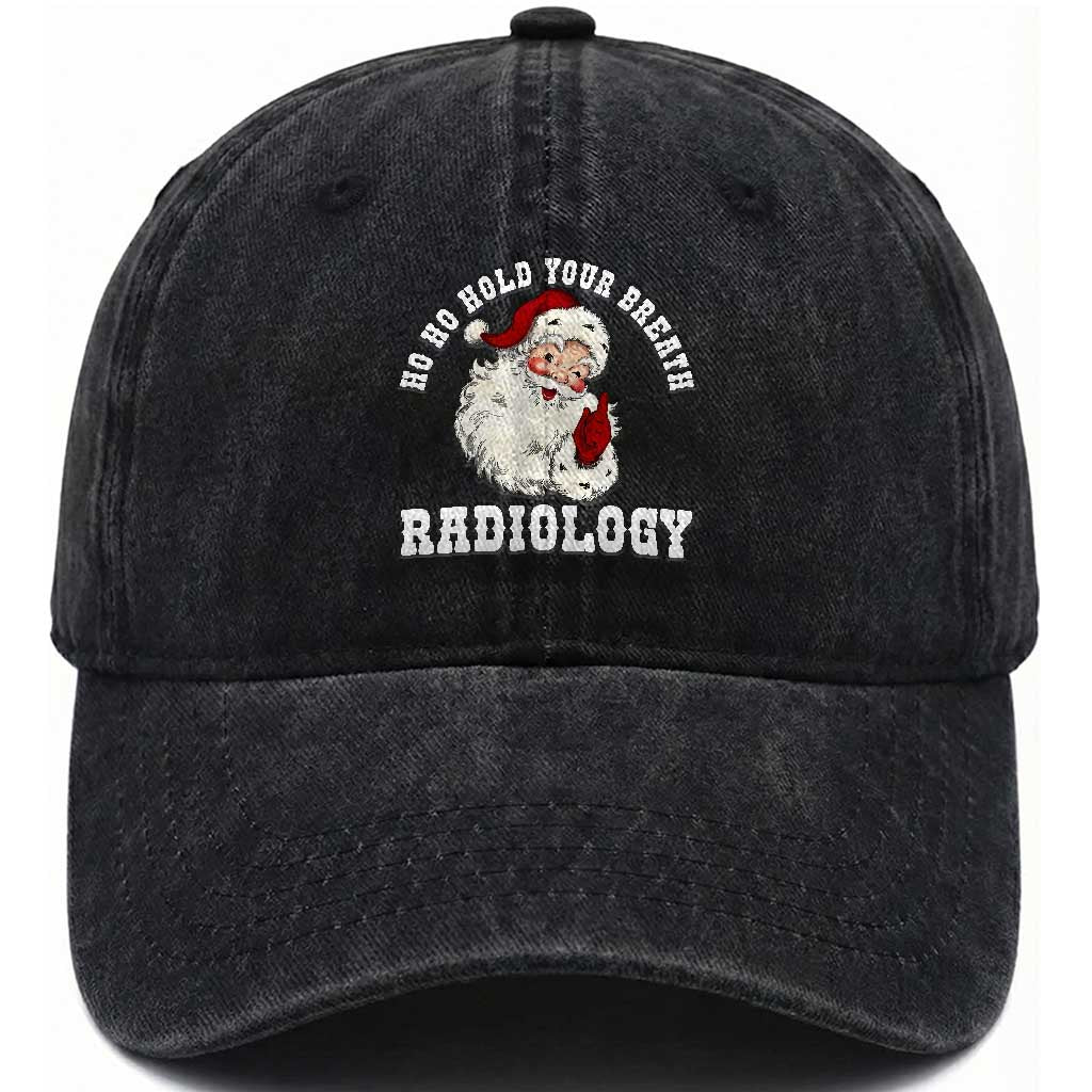 Funny Santa Christmas Washed Cotton Baseball Cap Ho Ho Hold Your Breath Radiolocy Dept