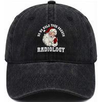 Funny Santa Christmas Washed Cotton Baseball Cap Ho Ho Hold Your Breath Radiolocy Dept