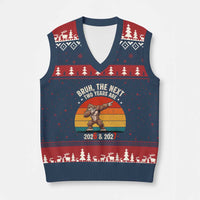 67 New Year V-Neck Knit Sweater Vest Funny Six Seven Bruh Bigfoot Meme - Wonder Print Shop