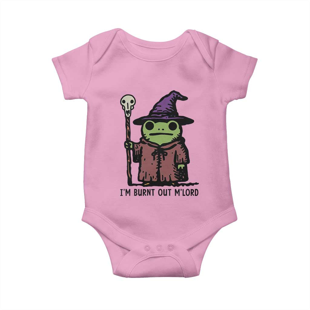 I Am Burnt Out M'lord Baby Onesie Funny Wizard Frog Meme - Wonder Print Shop